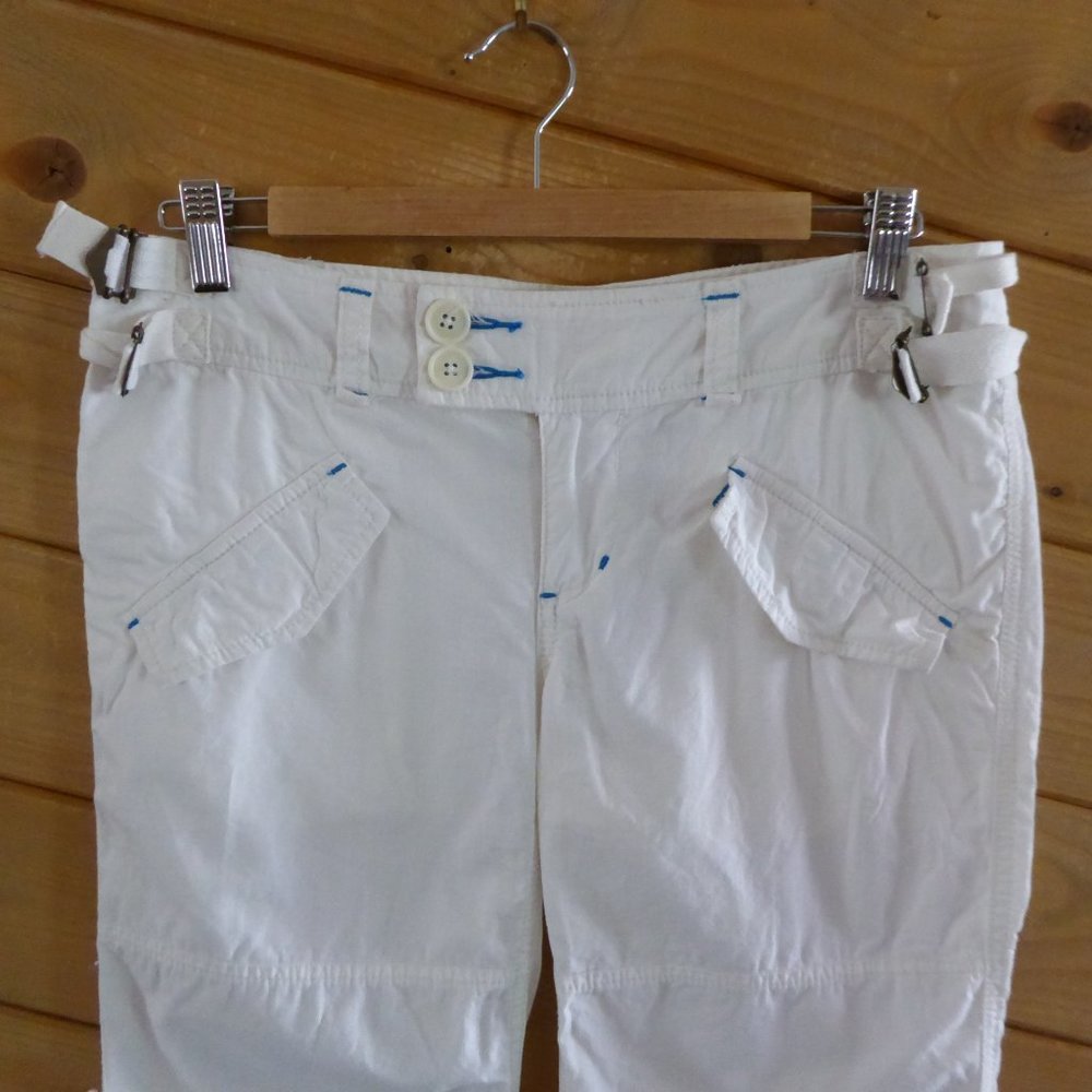 Free People White 100% Cotton Cargo Cuff Shorts Bermuda Pants Casual Jeans 4 - Picture 2 of 8